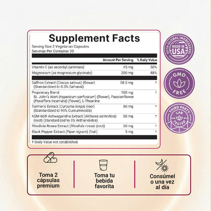 Saffron+ Advanced / Suplemento para mejorar el ánimo . estrés